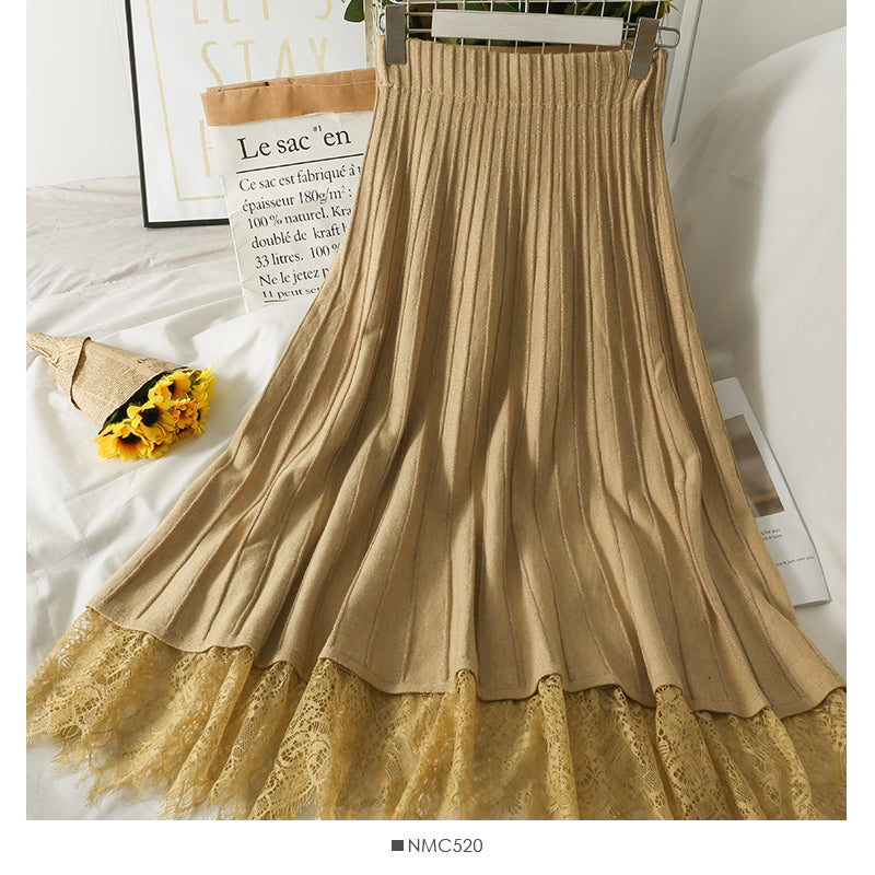 Neuer schmaler Rock mit vertikaler Streifennaht und elastischer Taille 2626