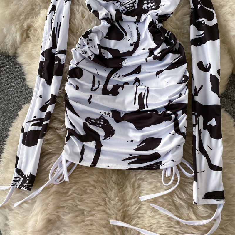 Fashion sexy women's one shoulder open shoulder bag hip skirt 2814