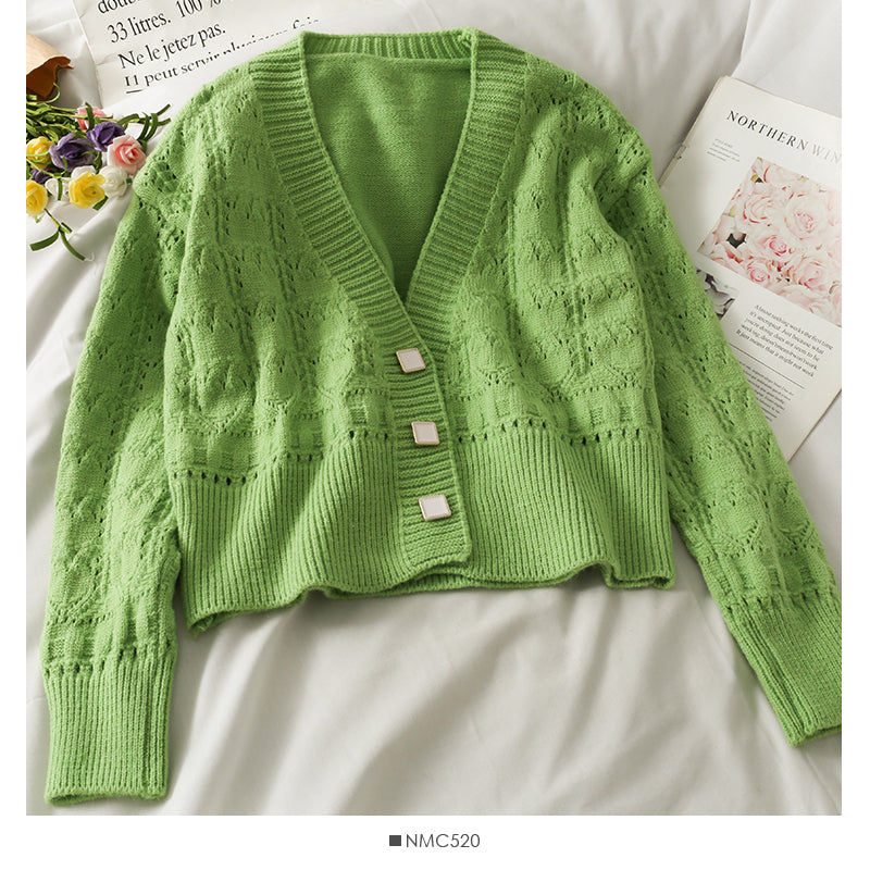 Knitwear women's new V-neck loose long sleeve sweater 1925