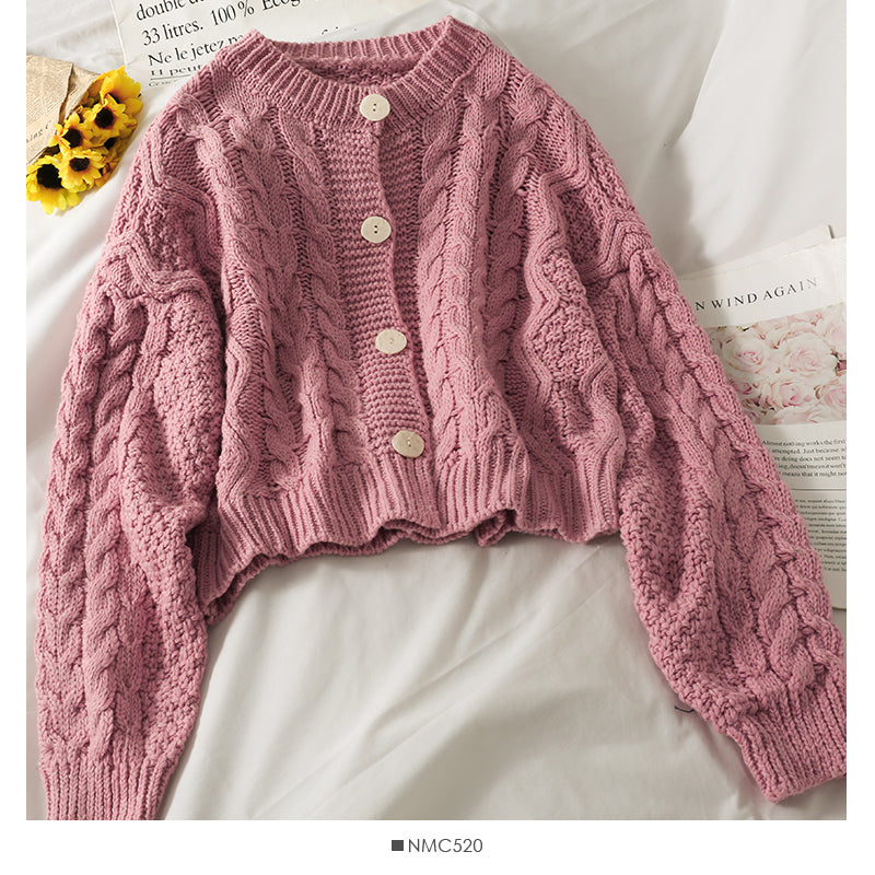 Sweater long sleeved sweater linen short top 1775