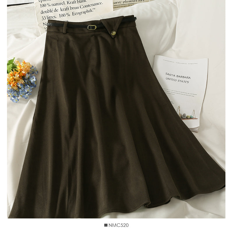 Solid versatile tweed A-line skirt 2616