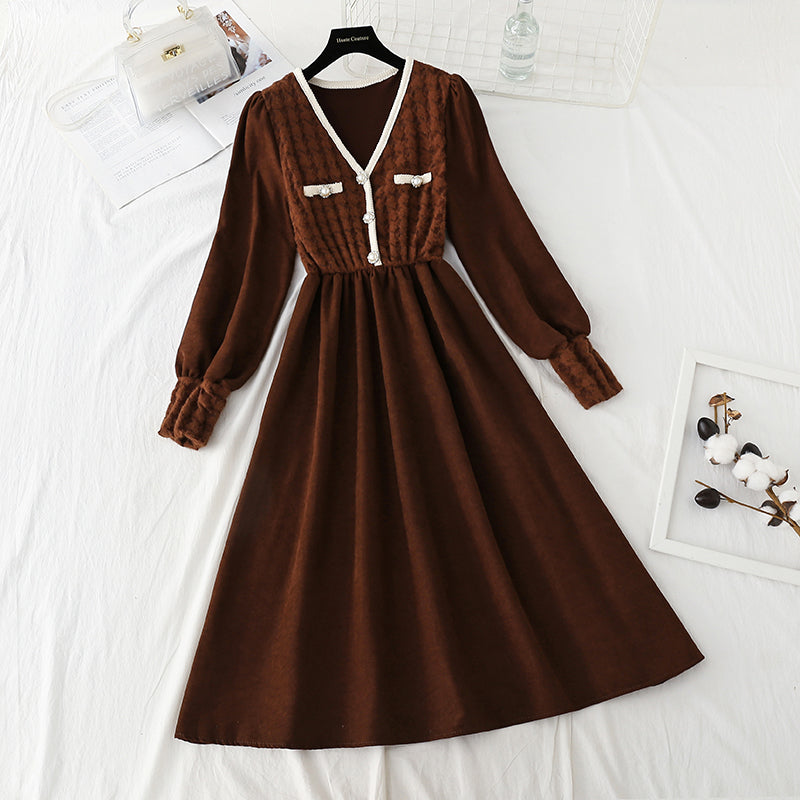 A little black dress with velvet backing and a long coat skirt 2403