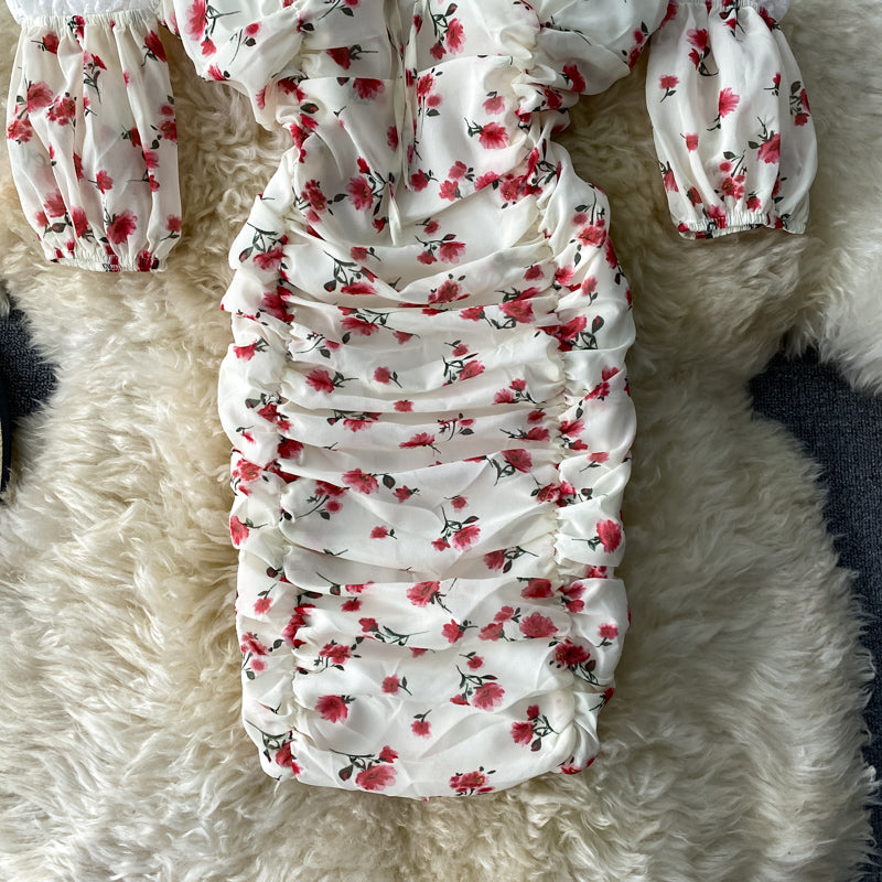 Jupe courte fleurie slim cache-coeur 2746