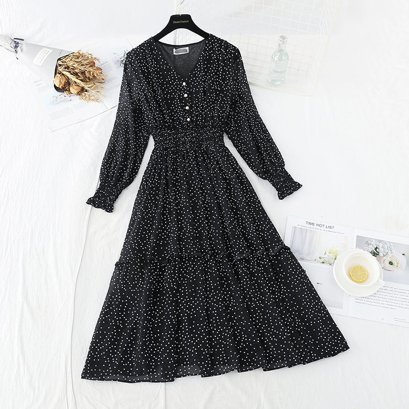 Slim waist Chiffon vintage dress 2303