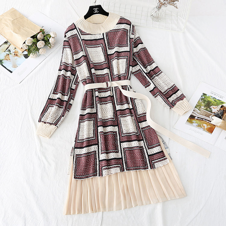 Women's high cold imperial sister looks thin with a bottomed skirt inside 2297