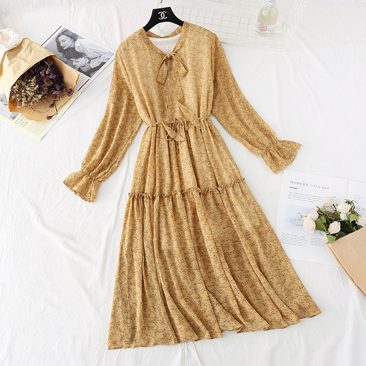 Loose floral French retro skirt fairy super fairy series 2377