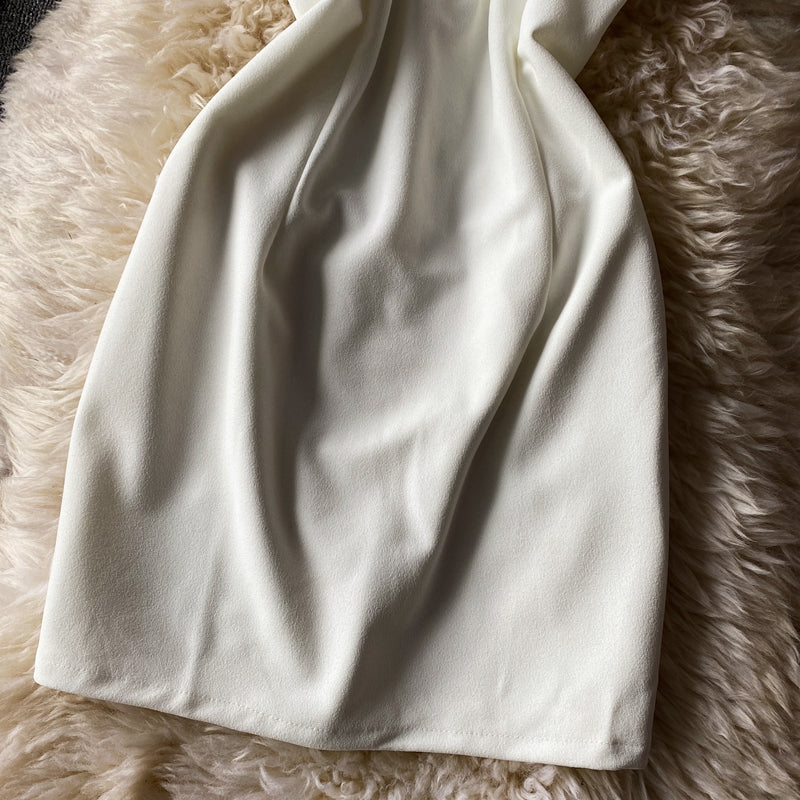 Line neck Strapless off shoulder slim fit Hip Wrap Dress Dress 2836