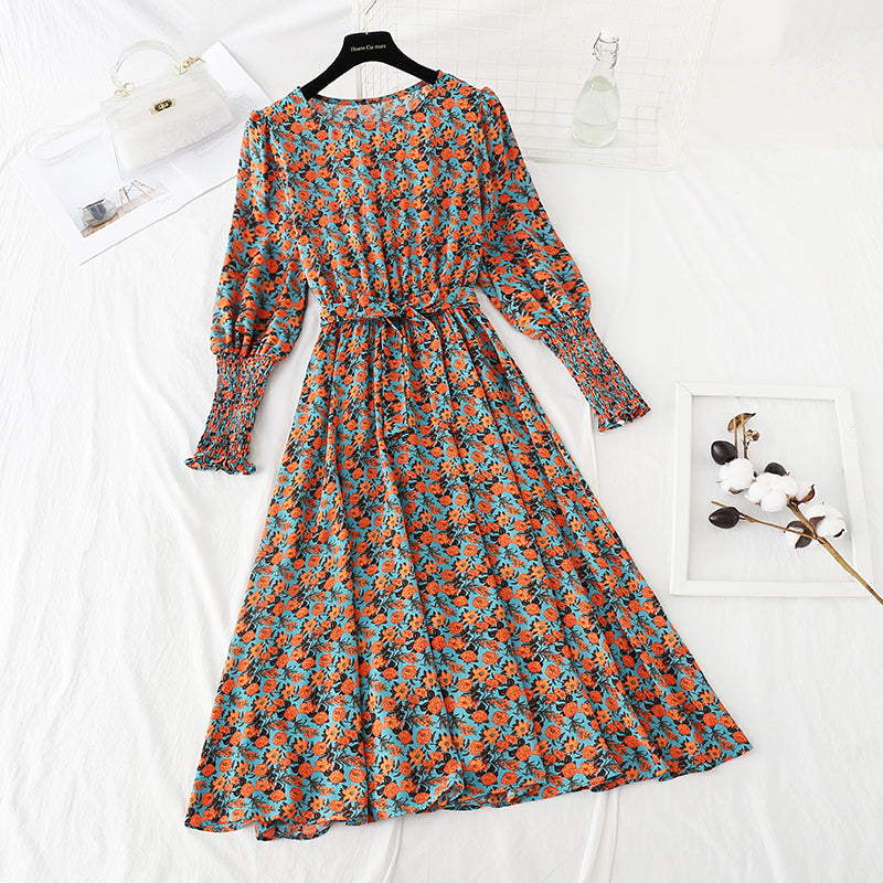 New Vintage bottomed skirt lace up Chiffon Skirt 2412