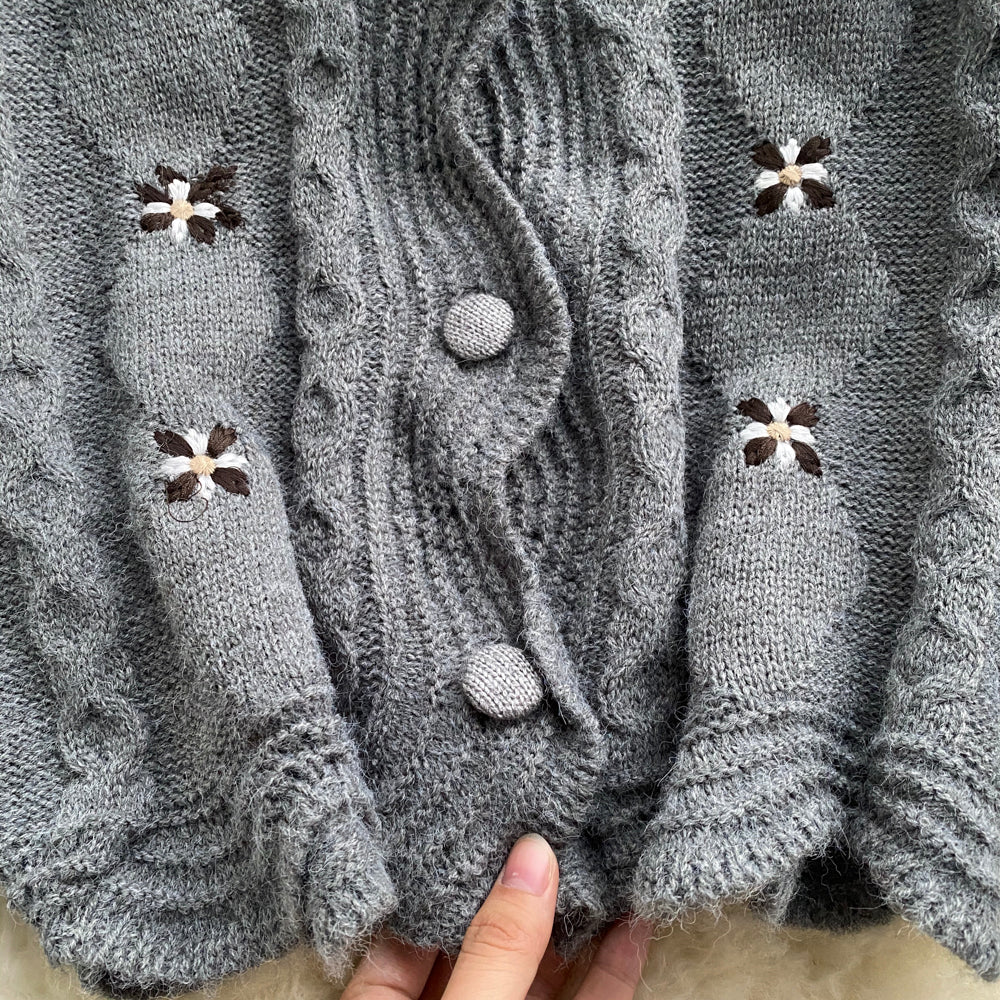 Foreign style V-neck thin sweater cardigan coat female 1614