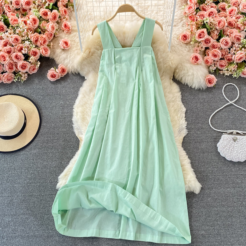 Light cooked wind loose large swing suspender skirt 2905