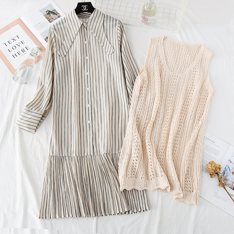 Mori knitted sweater two-piece set autumn and winter exotic vest skirt set 2295