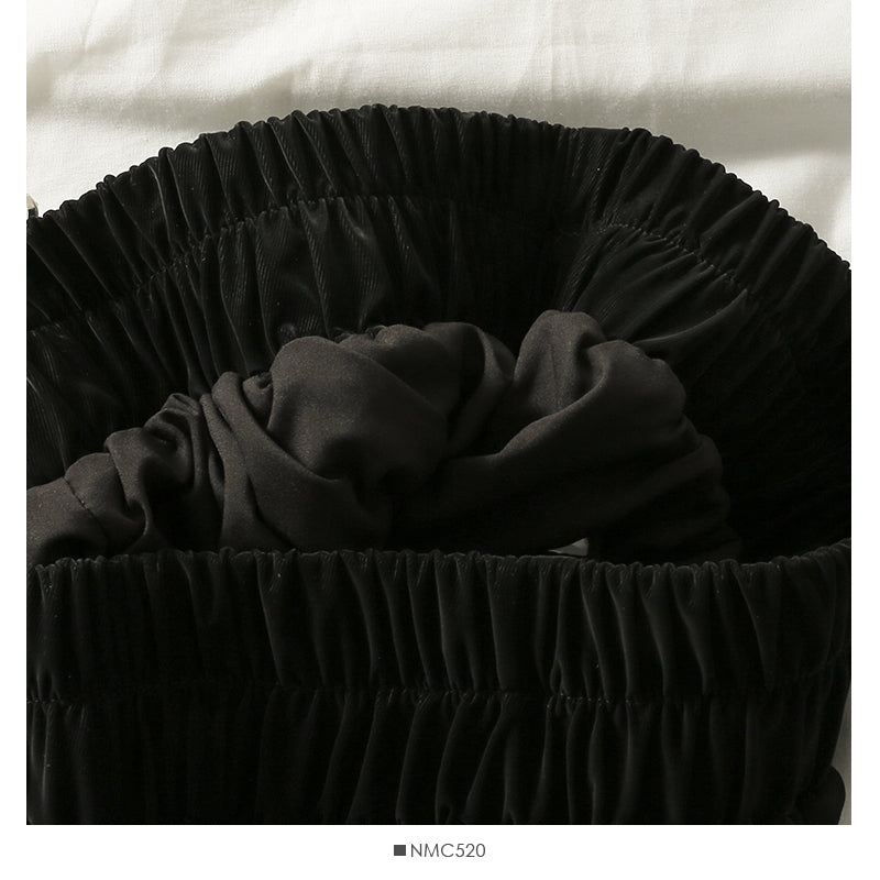 Jupe trapèze fine à taille élastique décorative avec nœud coréen 2484