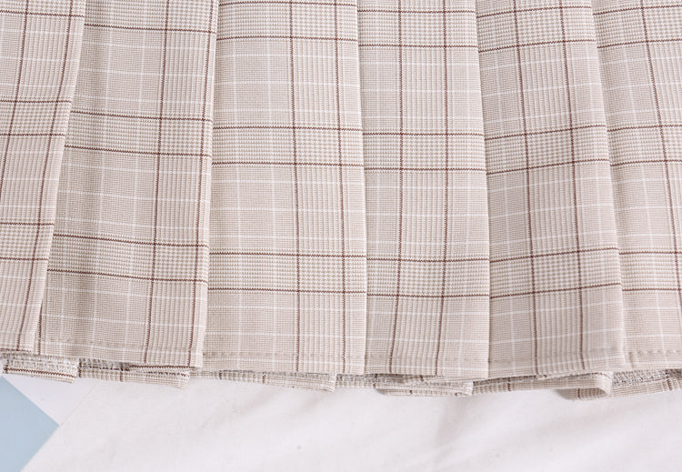 Karierter, plissierter koreanischer Rock mit hoher Taille 2632