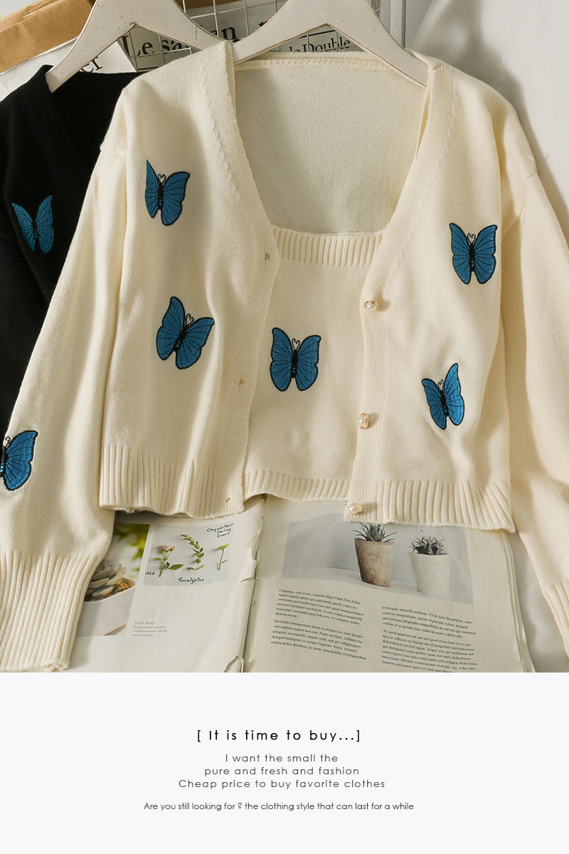 Cardigan sweater with short suspender inside 1701