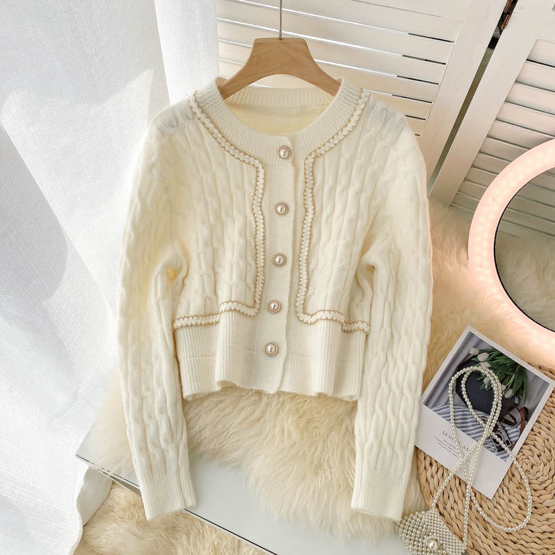 New style, small sweet socialite wind, temperament, slim short, twist sweater, coat cardigan 1450