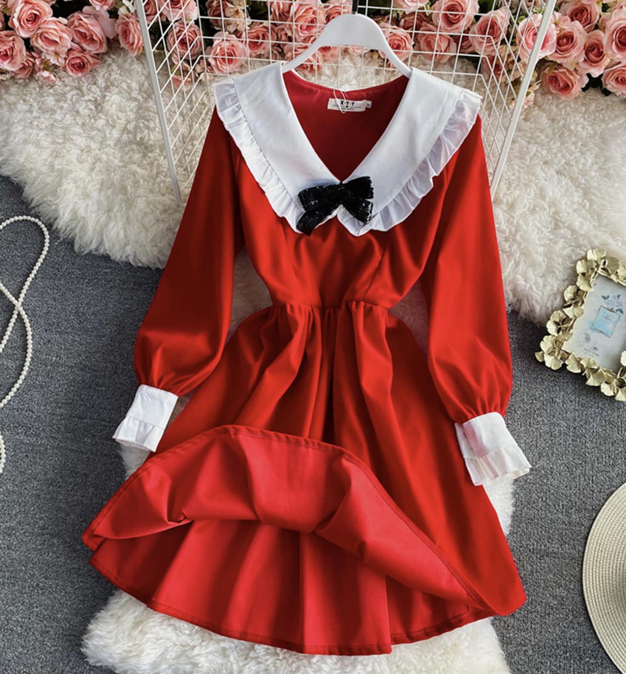 Cute A line long sleeve dress fashion dress 1306