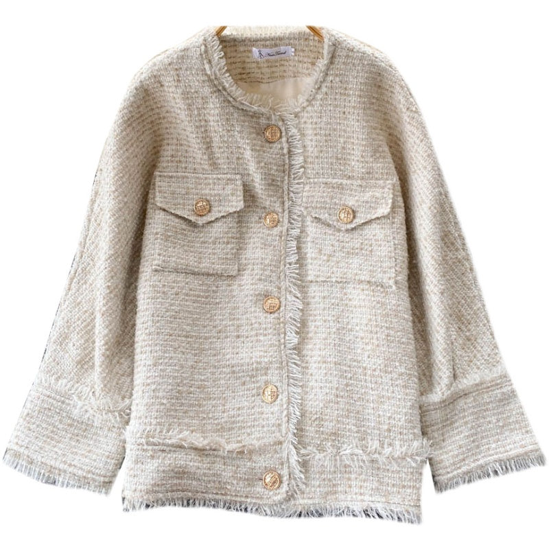 French small fragrant wind tweed coat autumn and winter celebrity temperament versatile top 1562