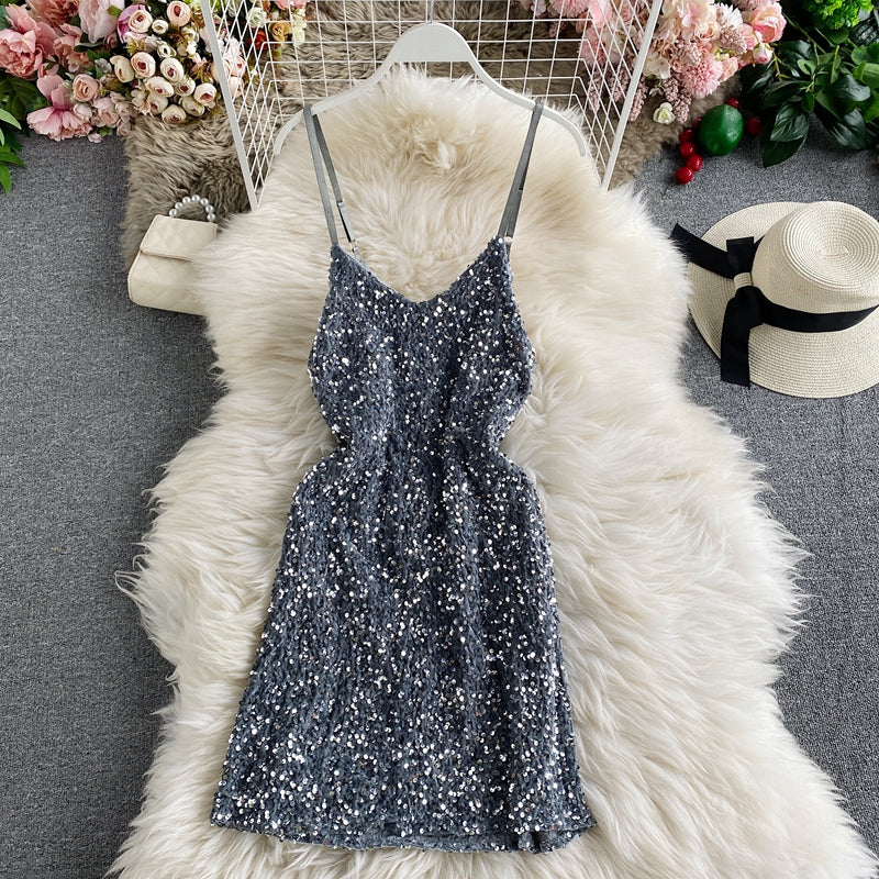 Pailletten, schmales, sexy Kleid mit Hüftgurt 3140