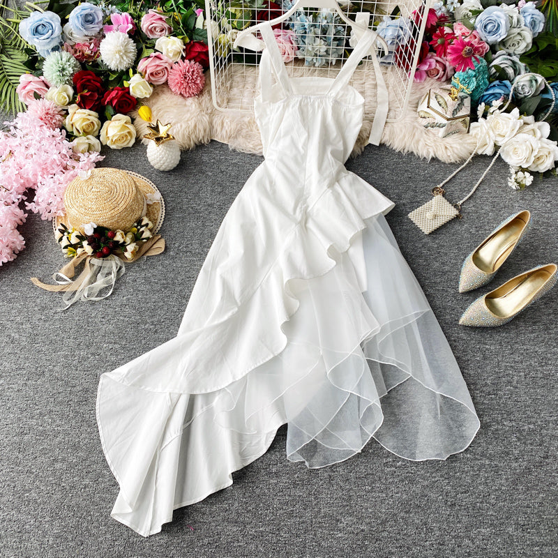 Strapsrock weißes rückenfreies Kleid 2875