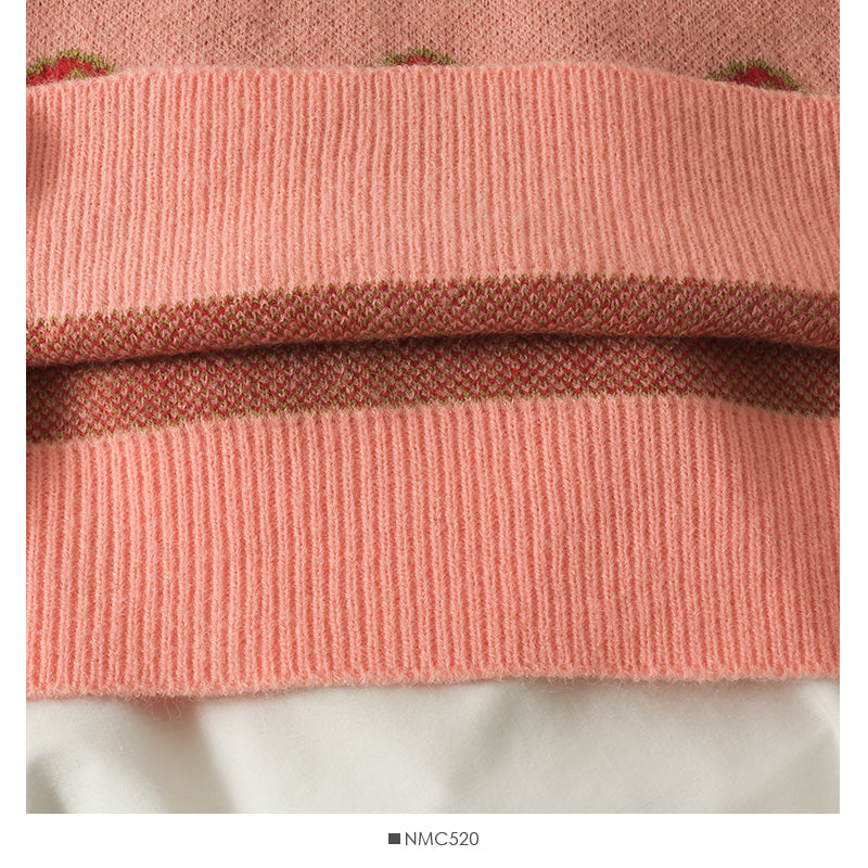 Hong Kong Style Vintage printed loose slim Pullover Sweater 1958