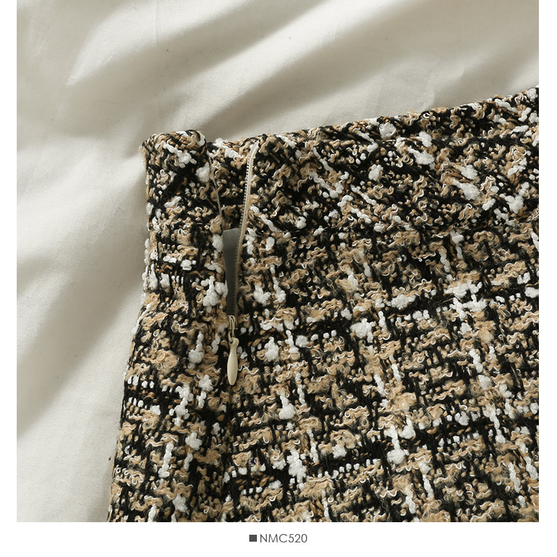 Jupe courte coréenne taille haute slim à carreaux à simple boutonnage en forme de A pour femme 2556