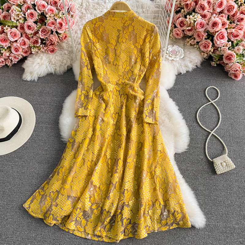 French Crochet cut out lace dress 3435