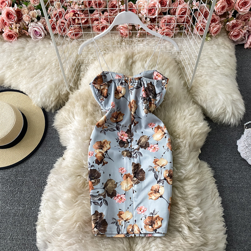 Floral skirt French gentle style suspender 2829