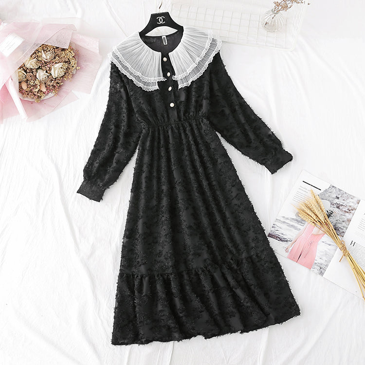 Robe en mousseline de soie pour femme avec jupe super fée rétro française 2374