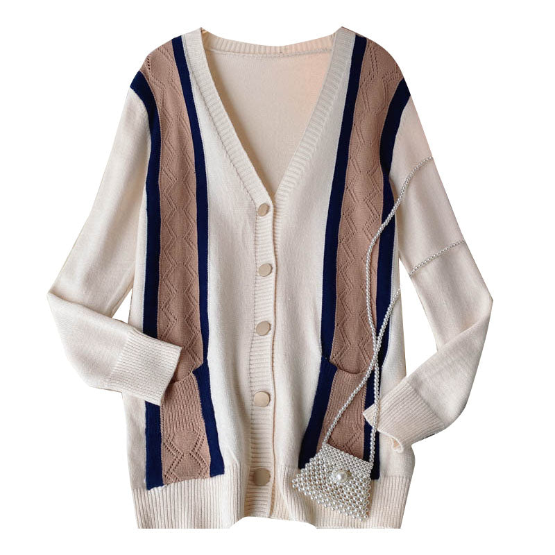 British college style knitted cardigan women's autumn 1601
