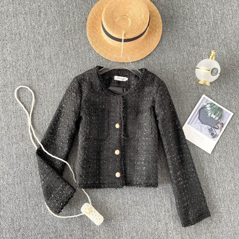 Celebrity style light luxury women's Woven coat women's tweed 1548
