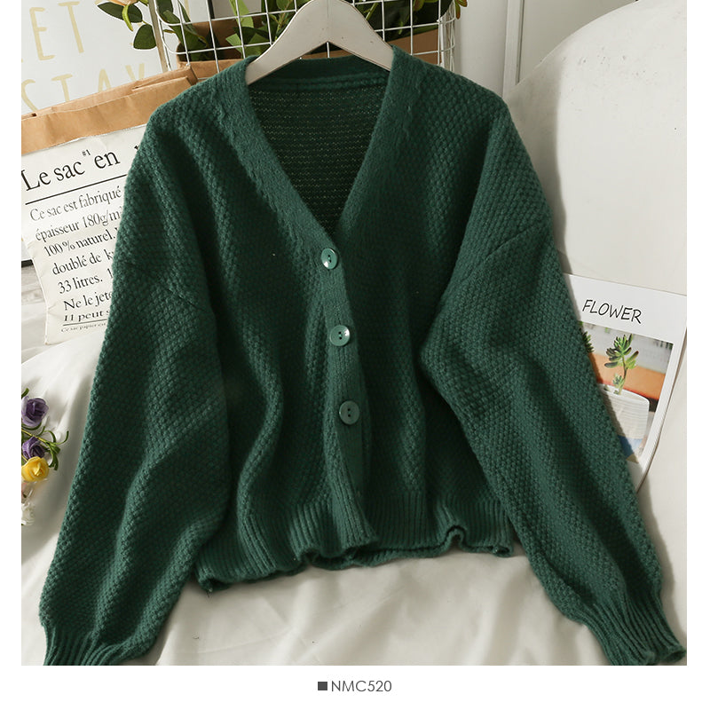 Knitwear solid color versatile outside cardigan sweater coat 1835