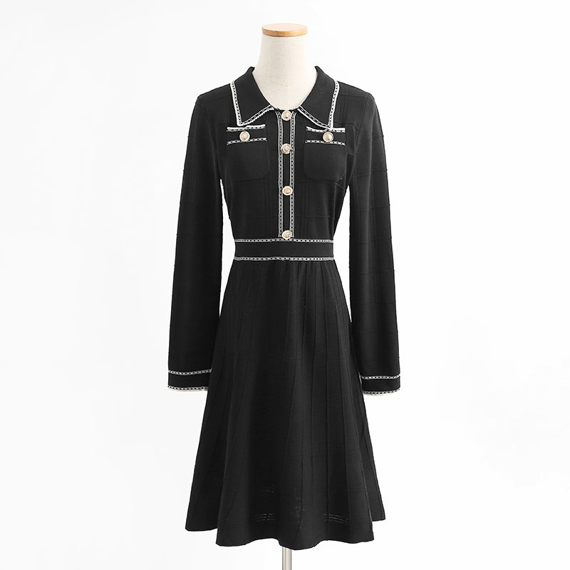 Aging Hepburn style small black skirt French retro literature bottomed long skirt 2230