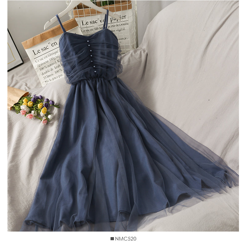 Fairy high waist slender gauze suspender skirt for women 2676