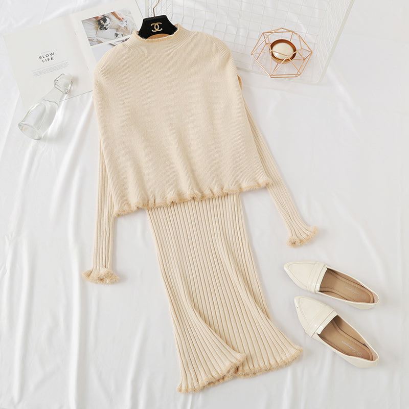 Small fragrance slim fit bag hip cloak shawl wool dress knee two piece suit 2349