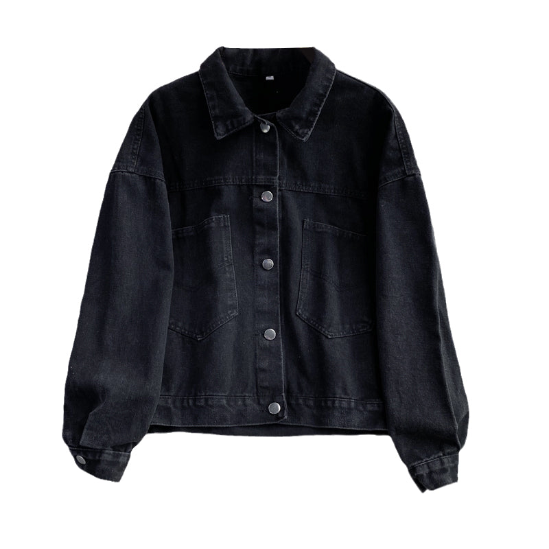 Black Denim Jacket Women's short 1669