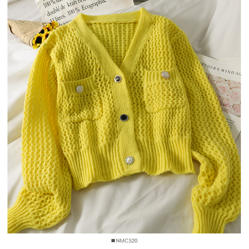 Sweater women's sweater V-neck cardigan versatile top 1737