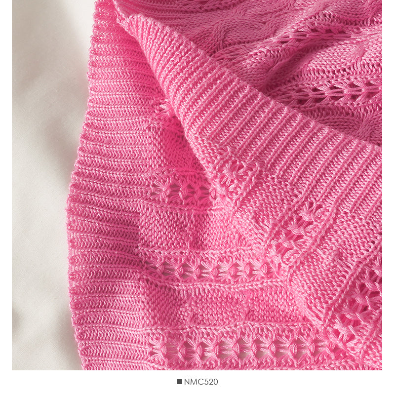 Chain decoration hanging neck one shoulder loose knit 1769