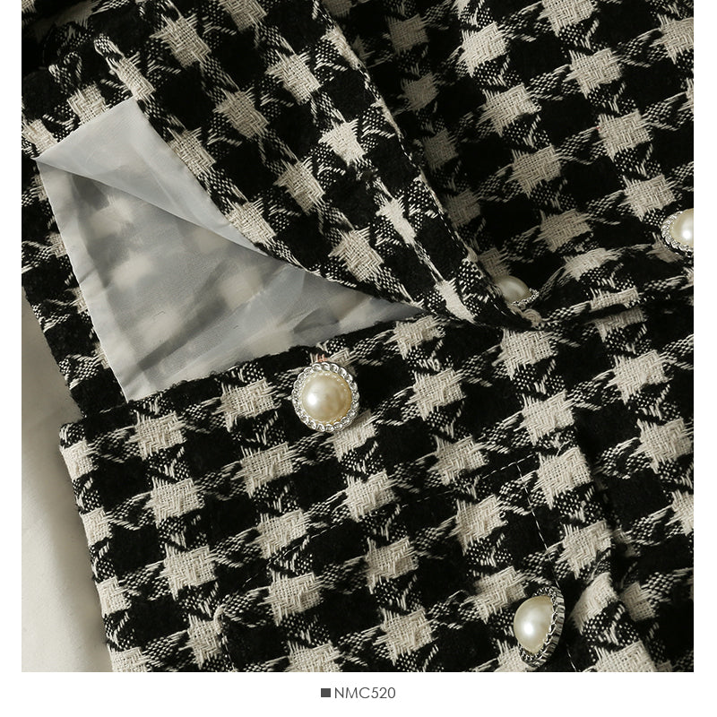 Splicing wooden ear edge doll neck long sleeve small coat for women 2113