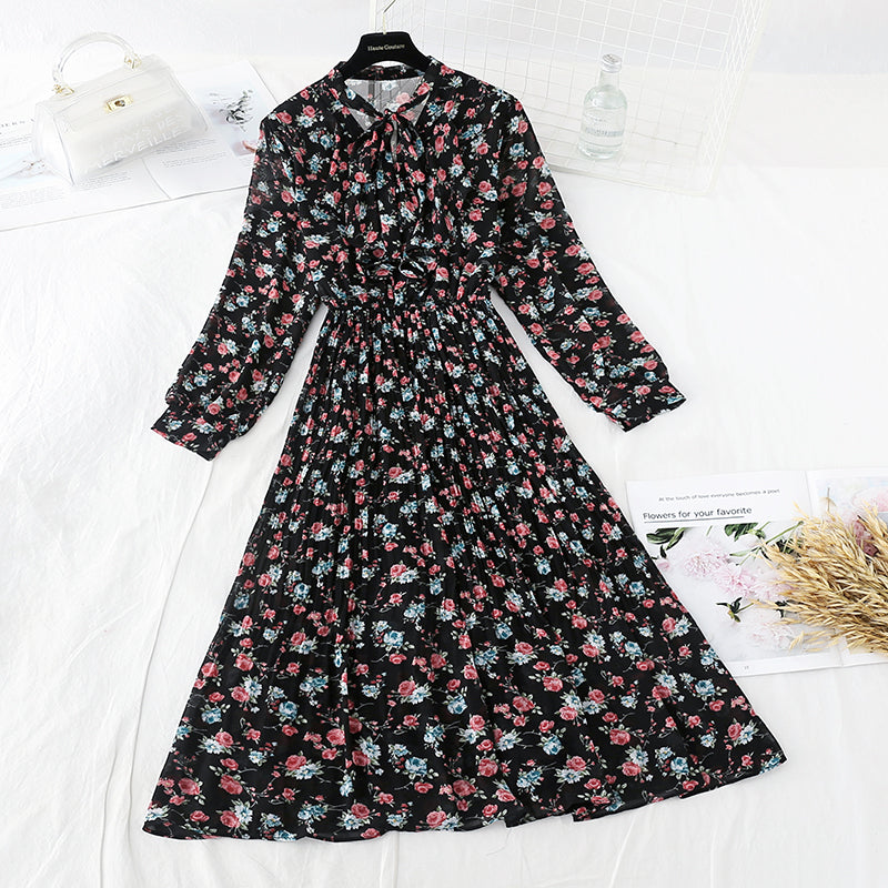 New French Vintage Chiffon lotus leaf side long skirt fairy super fairy series 2387