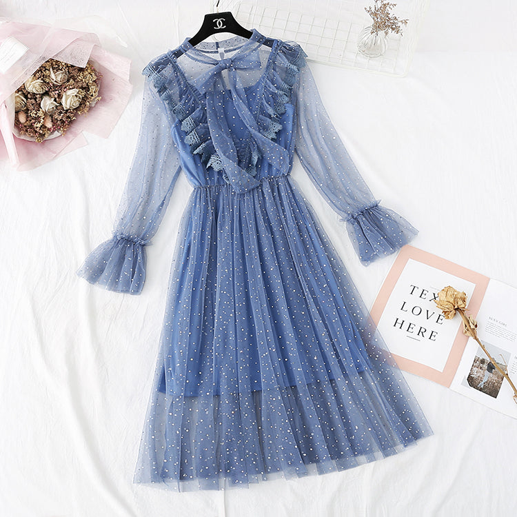 French first love skirt retro super fairy suspender bottom skirt two-piece set 2367