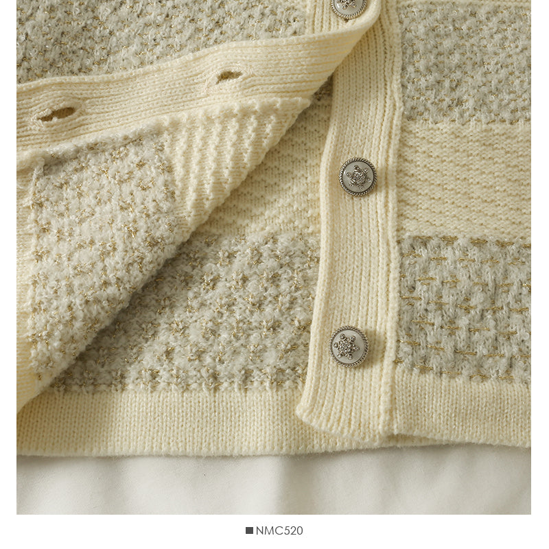 Korean retro bright silk striped single breasted cardigan women's sweater 2072