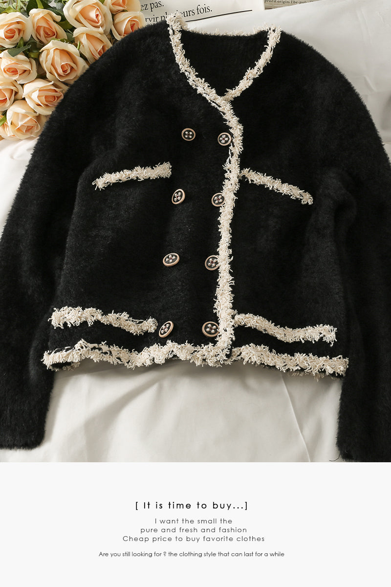 Sweater women's loose and thin double breasted open 1853