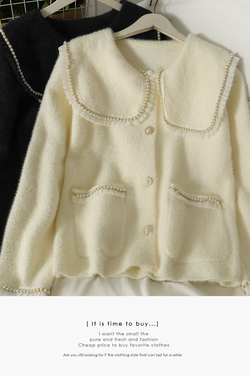 Plush loose coat feminine versatile long sleeved sweater 1798