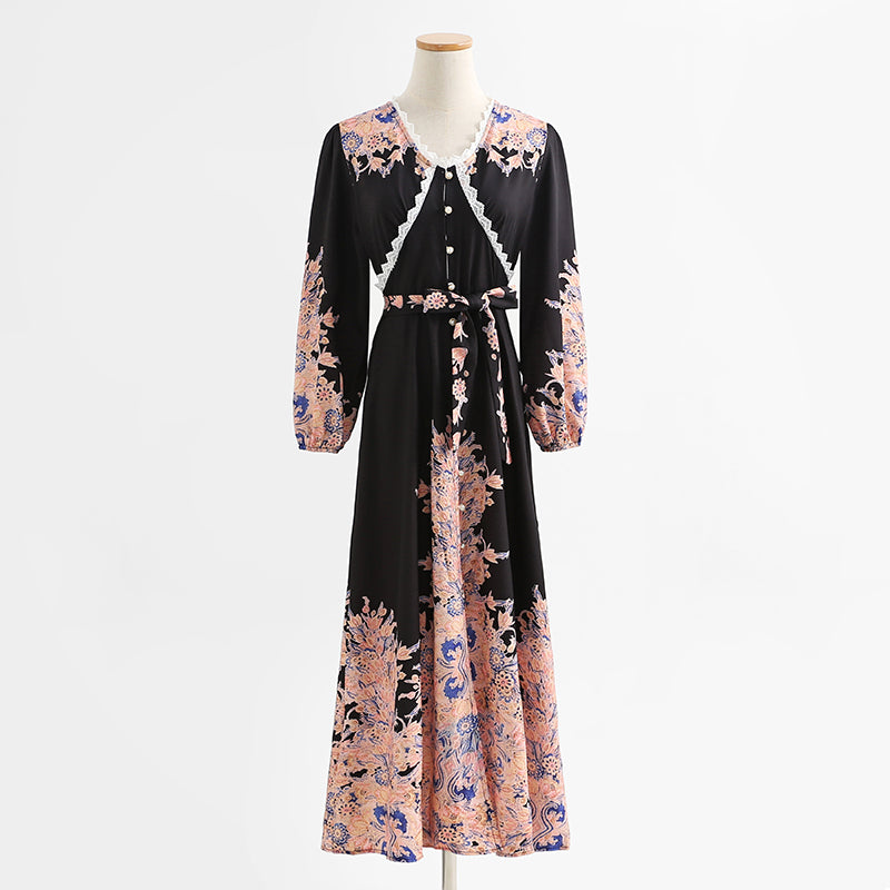 High end fairy long skirt is thin and cold, broken flower skirt is bottomed 2435