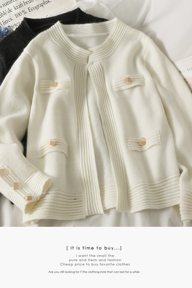 French niche design loose and thin buttonless sweater 1801