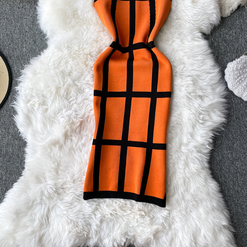 Knit bottomed Hip Wrap Skirt medium length knee length vest skirt 3026