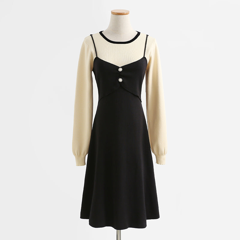 Stitched Knit Skirt French age reducing slim bottomed dress for women 2202