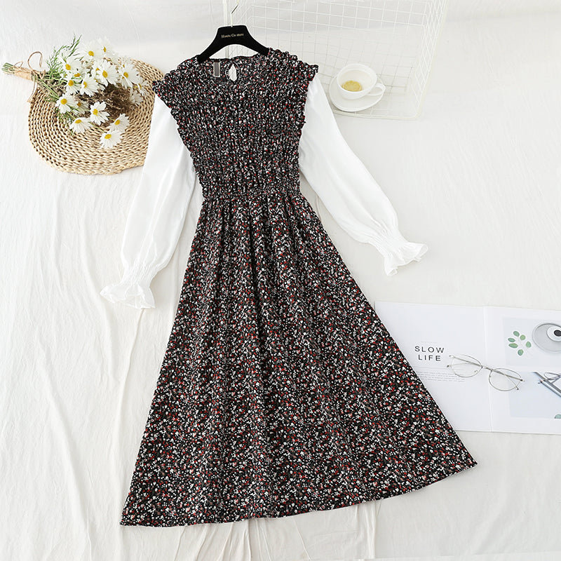 New female floral dress design sense of minority tea break skirt Kikyo early autumn 2414