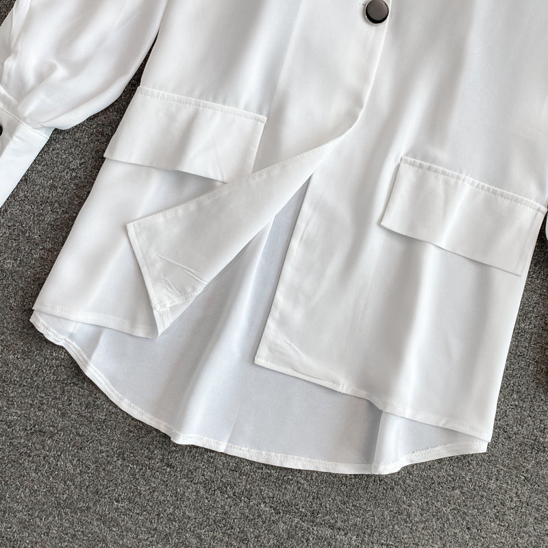 Coat fashion Lantern Sleeve foreign style single breasted top 1670