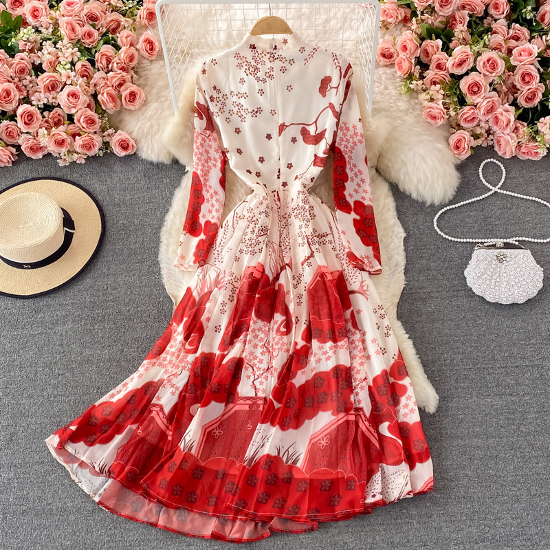 Robe ample à imprimé en dentelle avec nœud papillon 3351